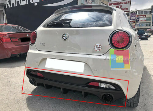 DIFFUSER ALFA ROMEO MITO 2008+ UNDER REAR BUMPER DAM GLOSSY BLACK .-