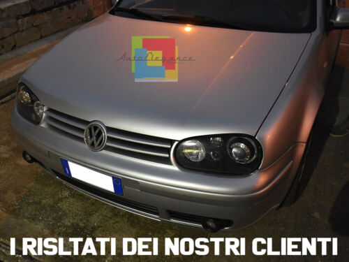 VW GOLF 4 IV DAL 1997 AL 2003 FARI ANTERIORI NERI CON ANGEL EYES BIANCHI A LED -
