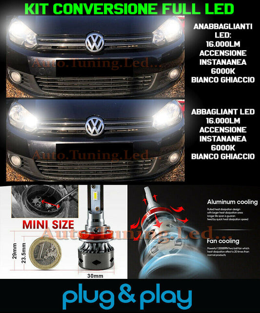 Details on LOW BEAM + HIGH BEAM DAYTIME HEADLIGHTS VW GOLF 6 VI NO FAILURE 16,000LM