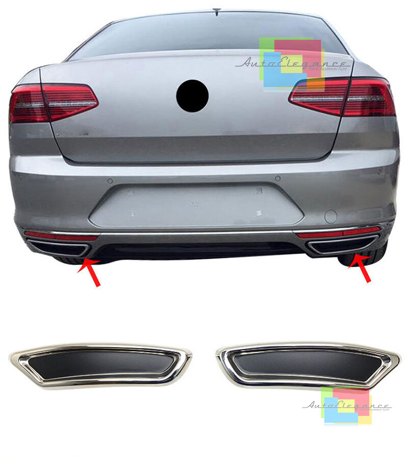 COPPIA PLACCHE SOLO PER ESTETICA - CROMATE TERMINALI INOX VW PASSAT B8 2015+ .-. AUTOELEGANCERICAMBI