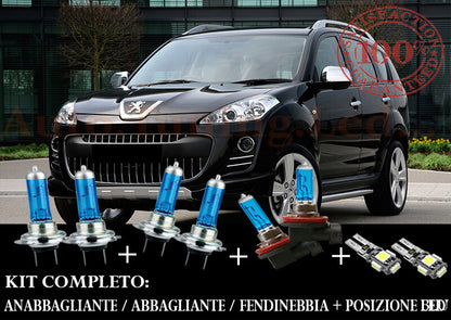 PEUGEOT 4007 2007+ SET COMPLETO LAMPADE BLU XENON + POSIZIONE A LED