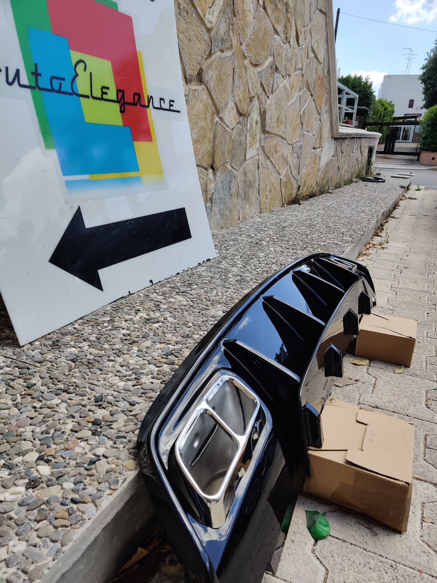 MERCEDES A W176 2012+ DIFFUSORE SOTTO PARAURTI + TERMINALI CROMATI AMG A45