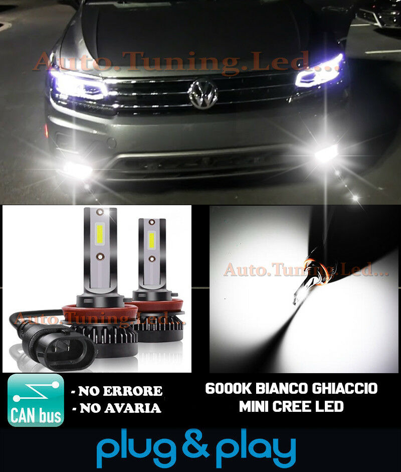 LAMPADE FENDINEBBIA A LED CREE VW TIGUAN MK2 CAMBUS BIANCO GHIACCIO 8000LM