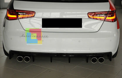 UNDER BUMPER AUDI A3 8V SPORTBACK 2012-2015 RS3 DIFFUSER 4 EXHAUSTS ABS -