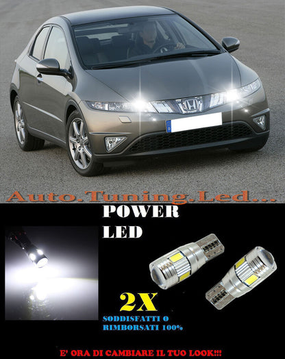 LUCI POSIZIONE HONDA CIVIC 2006+ CANBUS T10 BIANCO 6 LED SUPER QUALITA