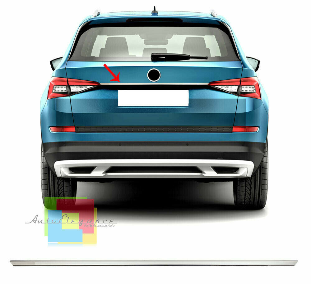 PIASTRA CROMATA PORTELLONE COFANO POSTERIORE SKODA KODIAQ 2017+ ACCIAIO INOX