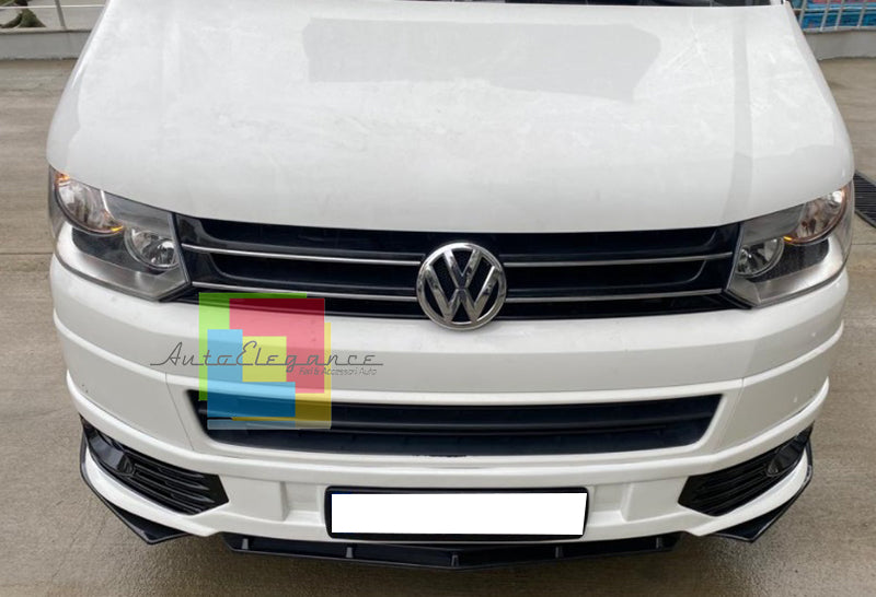 VW TRANSPARTER T5 ABS FRONT BUMPER BLADE RS LOOK BLACK SPLITTER