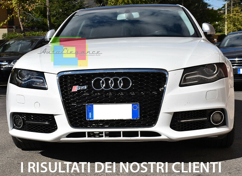 AUDI A4 B8 2008-2012 GRIGLIE FENDINEBBIA NERE DETTAGLI CROMATI DESIGN RS4 S4 AUTOELEGANCERICAMBI