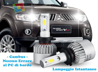 LAMPADE ABBAGLIANTI LED MITSUBISHI PAJERO SPORT 2008+ LAMPEGGIO ISTANTANEO 6000K