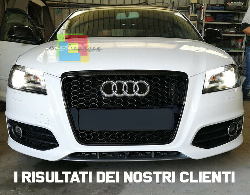 GRIGLIA ANTERIORE AUDI A3 8P 2008-2012 FACELIFT LOOK RS3 TOTAL BLACK NIDO D'APE