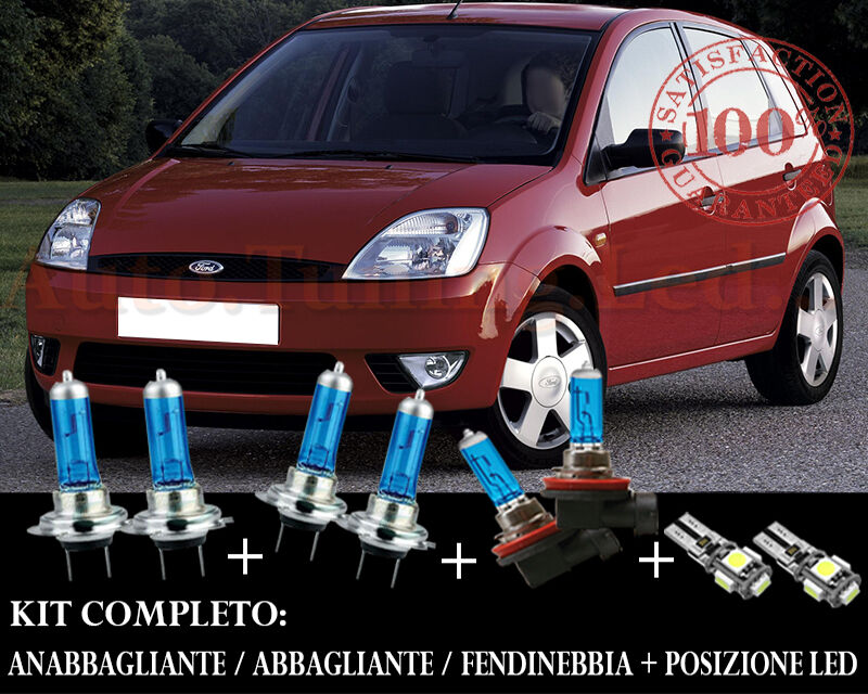 FORD FIESTA 2001-2008 SET COMPLETO LAMPADE BLU XENON + POSIZIONE A LED