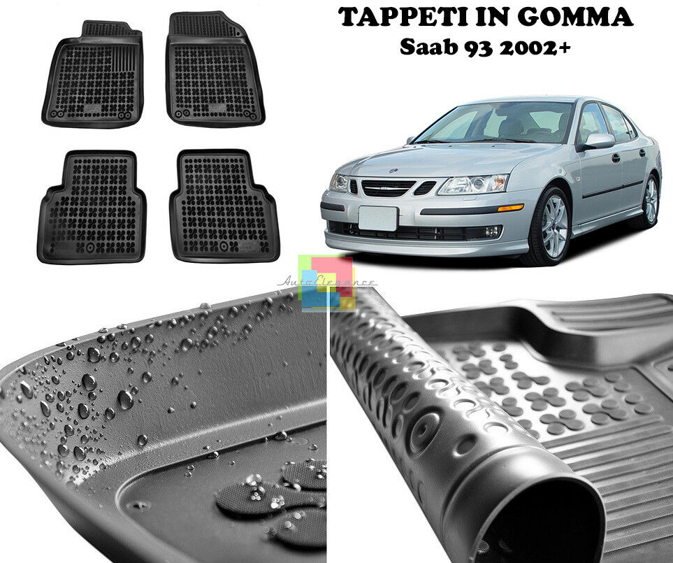SAAB 9-3 93 2002 IN POI TAPPETINI AUTO IN GOMMA - TAPPETI TOP QUALITA -1-