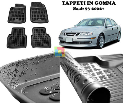 SAAB 9-3 93 2002 IN POI TAPPETINI AUTO IN GOMMA - TAPPETI TOP QUALITA -1-