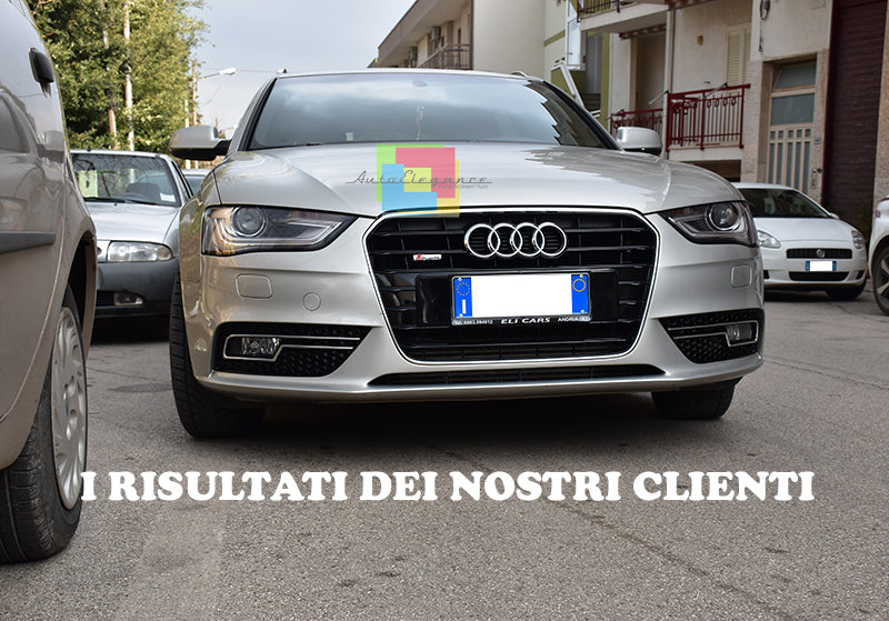 BLACK FOG LIGHT GRILLES CHROME DETAILS RS4 DESIGN FOR AUDI A4 B8 2012+ LIFT
