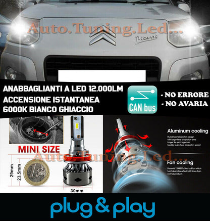 LAMPADE ANABBAGLIANTI LED CITROEN C3 PICASSO ISTANTANEO NO AVARIA 12.000LM