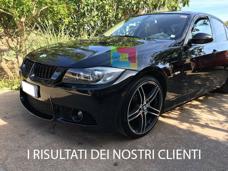GRIGLIA ANTERIORE PER BMW SERIE 3 E90 E91 2005-2008 DOPPIA LAMA LOOK NERO