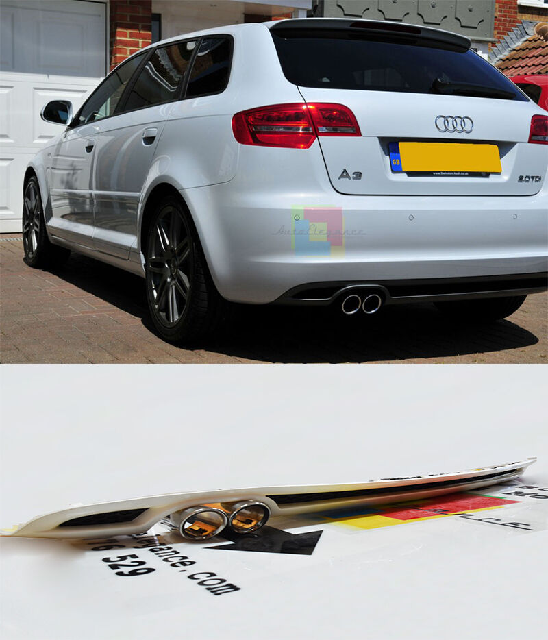 AUDI A3 8P SPORTBACK 08-12 DIFFUSORE POSTERIORE + COPPIA TERMINALI LOOK SLINE AUTOELEGANCERICAMBI