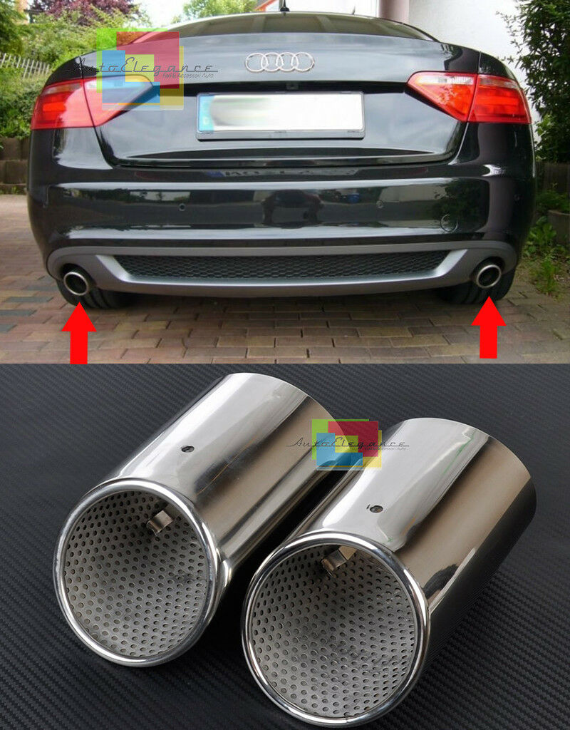 AUDI A5 COUPE 2007-2016 COPPIA TERMINALI DI SCARICO CROMATI ACCIAIO INOX SLINE AUTOELEGANCERICAMBI