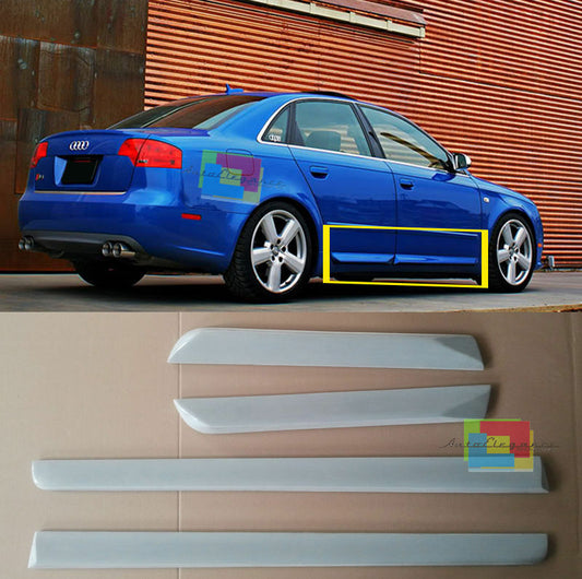 SET OF 4 SIDE MOULDINGS FOR AUDI A4 B7 B6 00-07 AVANT + SEDAN SIDE SKIRTS