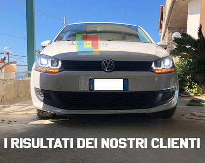 VW POLO 6R 2009 IN POI FARI ANTERIORI LENTICOLARI GTI ANGEL EYES LED .-