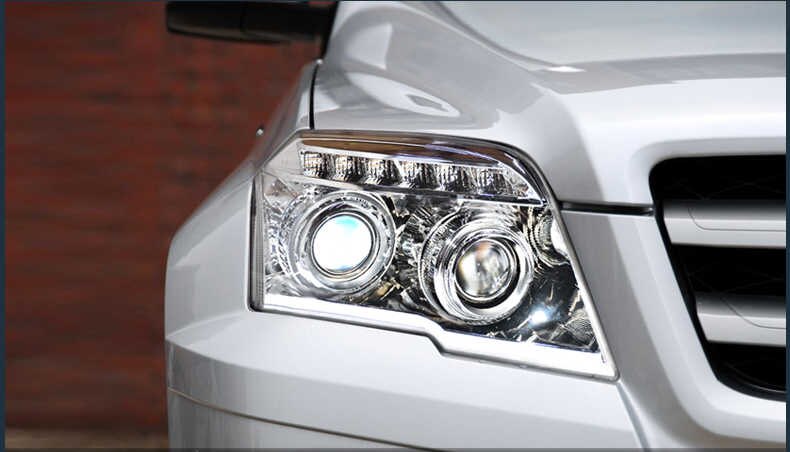 MERCEDES GLK X204 2008-2012 FARI ANTERIORI CROMATI POSIZIONE LED LENTICOLARI