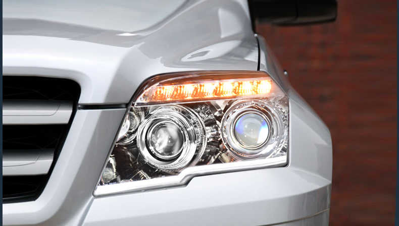 MERCEDES GLK X204 2008-2012 FARI ANTERIORI CROMATI POSIZIONE LED LENTICOLARI