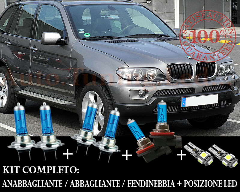 BMW X5 E53 SET COMPLETO LAMPADE BLU XENON + POSIZIONE A LED AUTOELEGANCERICAMBI
