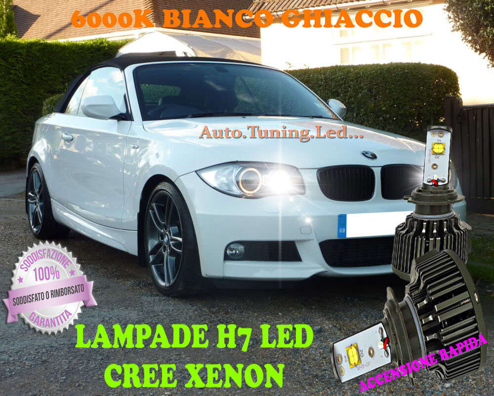 BMW SERIE 1 E88 LAMPADE H7 CREE XENON ABBAGLIANTI 6000K BIANCO RAPIDO AUTOELEGANCERICAMBI