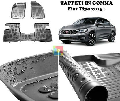 FIAT TIPO 2015 IN POI TAPPETINI AUTO IN GOMMA - TAPPETI TOP QUALITA -1-