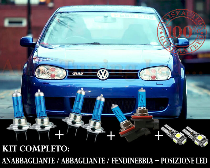 VW GOLF 4 IV SET COMPLETO LAMPADE BLU XENON + POSIZIONE A LED