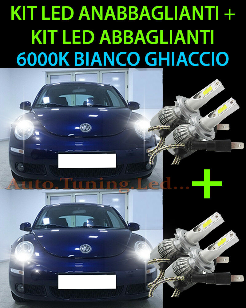 LED HIGH BEAM &amp; LOW BEAM LAMP KIT FOR VW NEW BEETLE 1998-2010 -.
