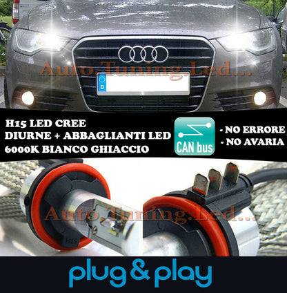 LAMPADE DIURNE ABBAGLIANTI H15 LED AUDI A6 4G C7 2012+ ISTANTANEO CREE NO AVARIA