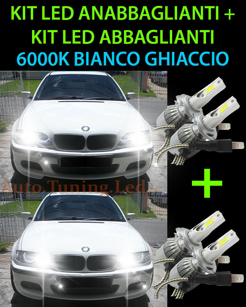 LED KIT HIGH &amp; LOW BEAM LAMPS + ADAPTERS BMW SERIES 3 E46 1998-2005
