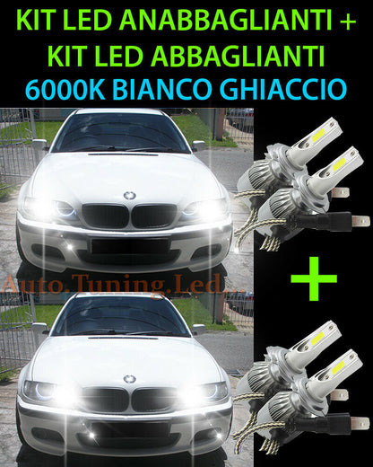 LED KIT HIGH &amp; LOW BEAM LAMPS + ADAPTERS BMW SERIES 3 E46 1998-2005