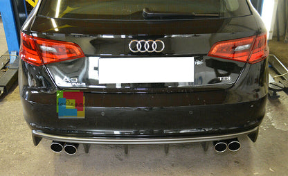 UNDER BUMPER AUDI A3 8V SPORTBACK 2012-2015 RS3 DIFFUSER 4 EXHAUSTS ABS -