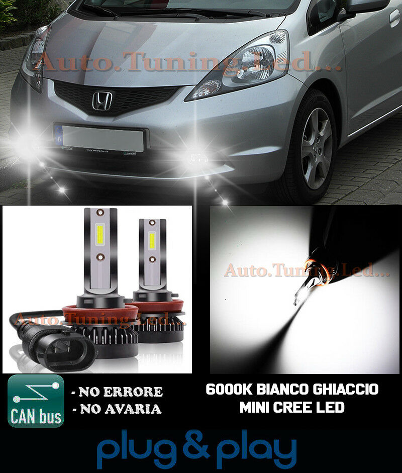 LAMPADE FENDINEBBIA A LED CREE HONDA JAZZ II CAMBUS BIANCO GHIACCIO 8000LM