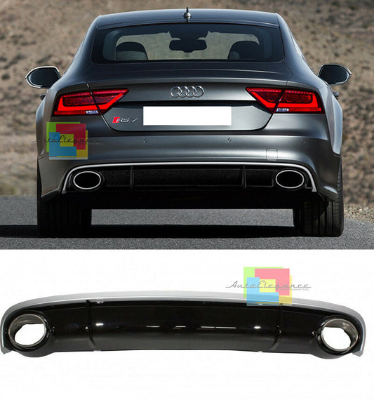 SOTTO PARAURTI + TERMINALI ACCIAIO PER AUDI A7 4G 2010-2014 DIFFUSORE DESIGN RS7