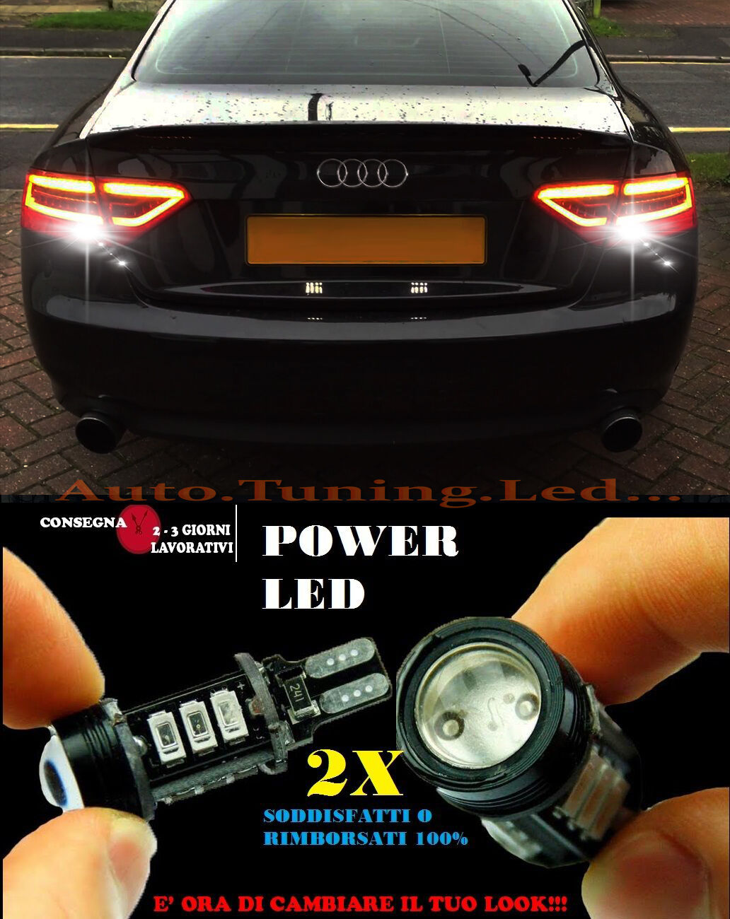 AUDI A5 6000K LAMPADE RETROMARCIA A LED T15 W16W CANBUS NO ERROR AUTOELEGANCERICAMBI