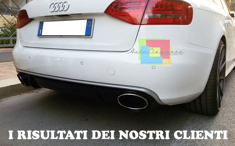 DIFFUSORE IN ABS RS4 SOTTO PARAURTI AUDI A4 B8 8K 2008-2012 DOPPIO SCARICO