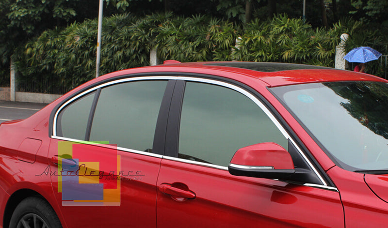 BMW SERIE 3 F30 2011-2015 BERLINA CORNICE FINESTRINI CROMATA ADESIVA 3M ACCIAIO AUTOELEGANCERICAMBI