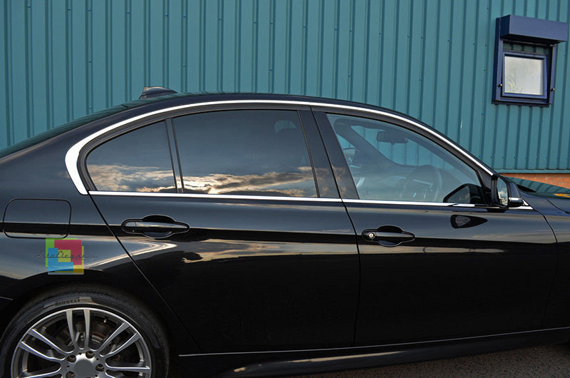 BMW SERIE 3 F30 2011-2015 BERLINA CORNICE FINESTRINI CROMATA ADESIVA 3M ACCIAIO AUTOELEGANCERICAMBI