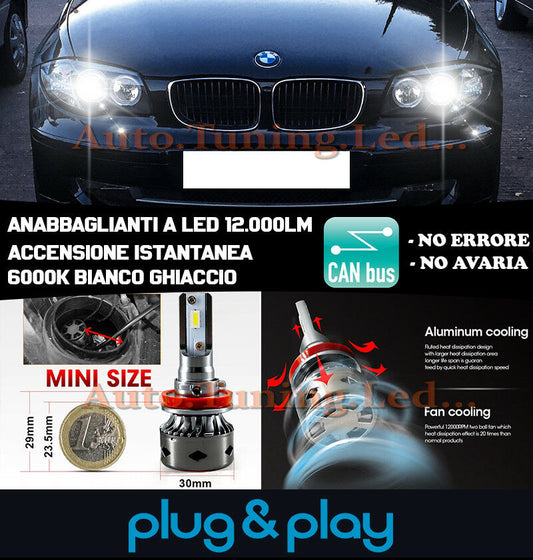 LAMPADE ANABBAGLIANTI LED BMW 1 E81 E82 E87 E88 ISTANTANEO NO AVARIA 12.000LM