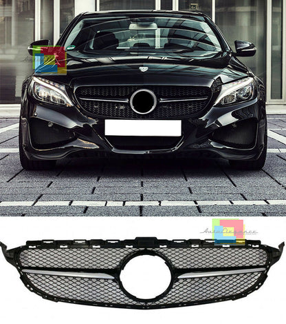 MERCEDES CLASSE C W205 S205 2014+ GRIGLIA ANTERIORE NERA DESIGN AMG