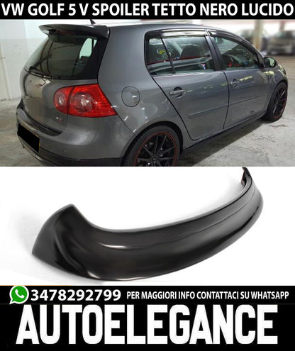 VW GOLF 5 V 2003-2008 SPOILER POSTERIORE SUL TETTO DESIGN GTI NERO LUCIDO 0153