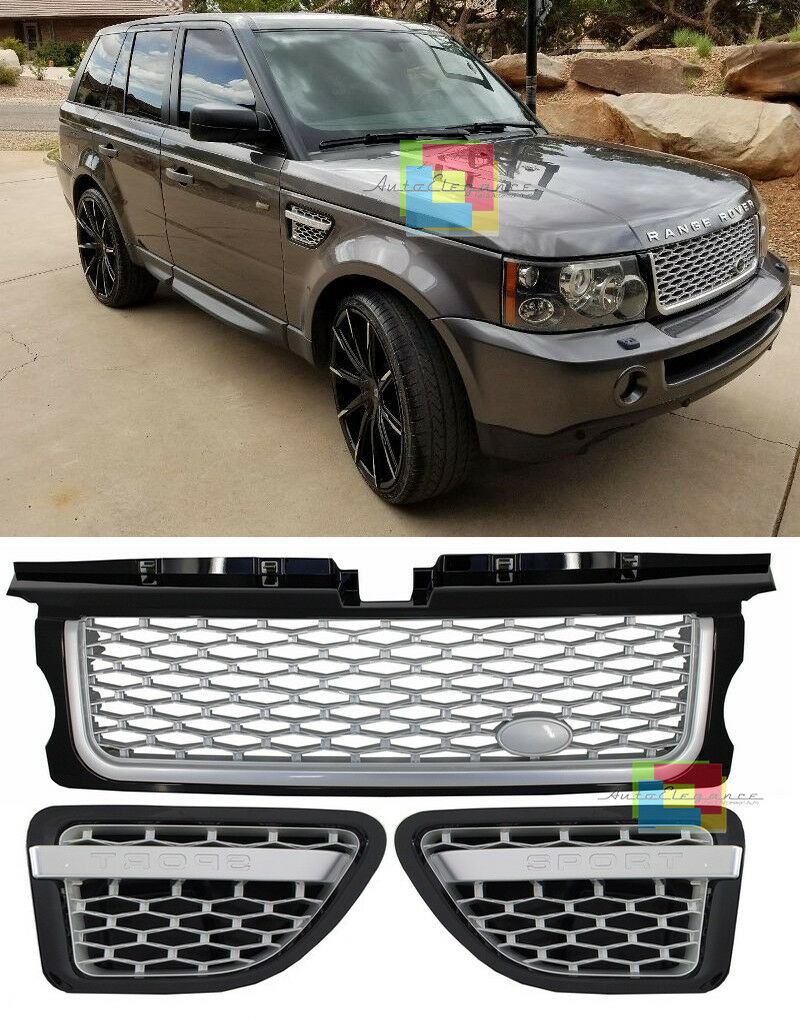 LAND ROVER RANGE ROVER SPORT 05-08 GRIGLIA ANTERIORE + LATERALI NERO / PLATINO