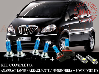 LANCIA MUSA 2004-2012 COMPLETE SET BLUE XENON LAMPS + LED POSITION