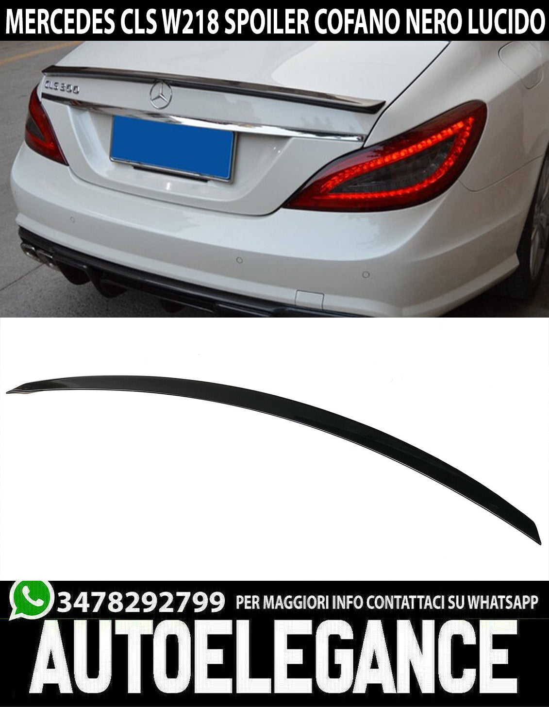 MERCEDES CLS W218 2010+ AMG LOOK GLOSS BLACK REAR HOOD SPOILER