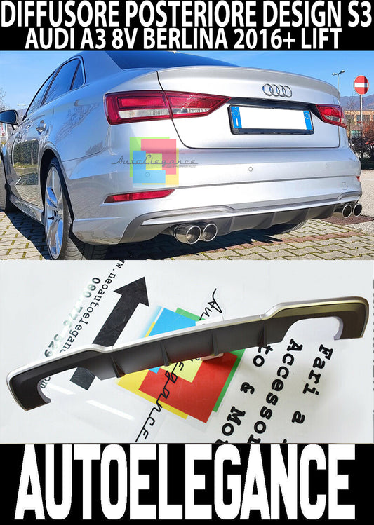 SOTTO PARAURTI AUDI A3 8V BERLINA 2016 IN POI DIFFUSORE PARAURTI SLINE