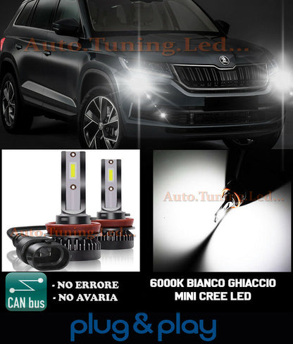 LAMPADE FENDINEBBIA A LED CREE SKODA KODIAQ CAMBUS BIANCO GHIACCIO 8000LM