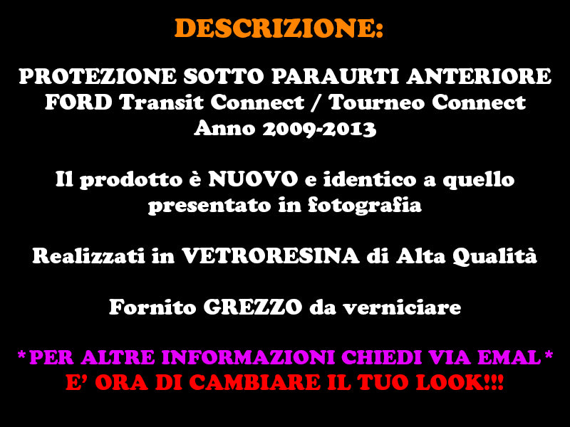 FORD TRANSIT CONNECT / TOURNEO CONNECT 2009-2013 PROTEZIONE SOTTO PARAURTI